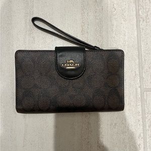 Coach Wrist Wallet, brown and black